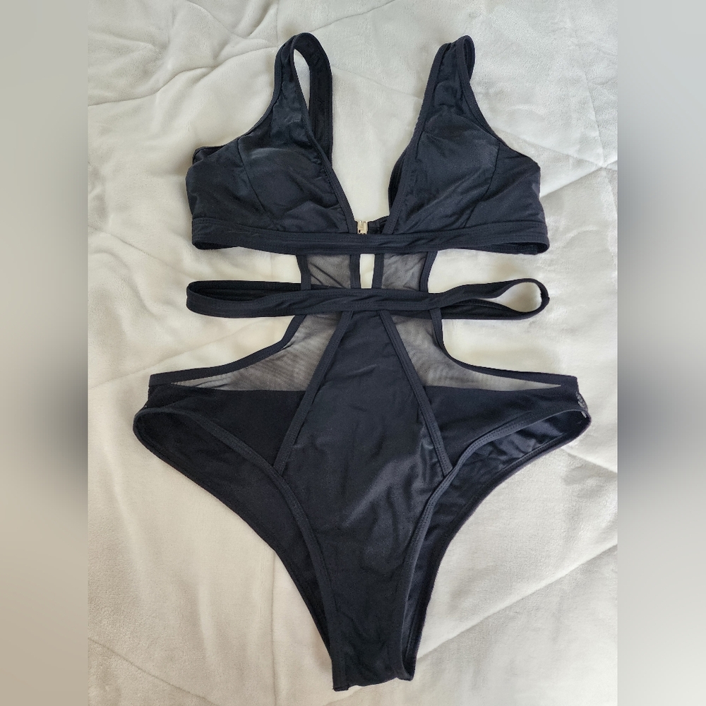 One piece mesh bathing suit